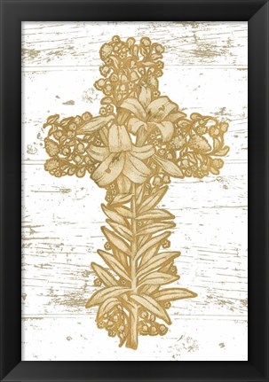 Framed Holiday Cross I Print