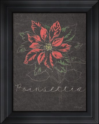 Framed Chalkboard Christmas Greenery IV Print