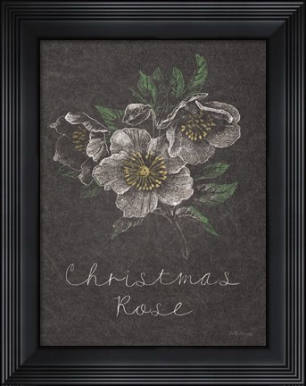 Framed Chalkboard Christmas Greenery III Print