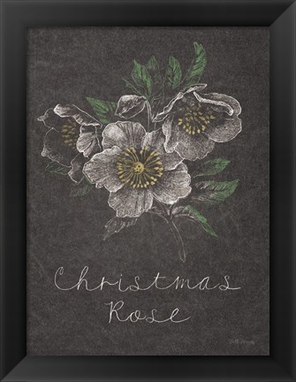 Framed Chalkboard Christmas Greenery III Print