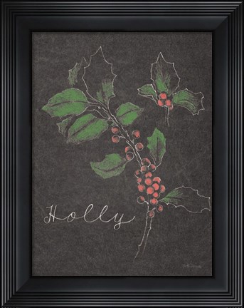 Framed Chalkboard Christmas Greenery II Print
