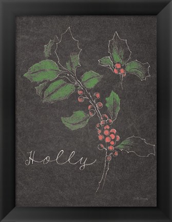 Framed Chalkboard Christmas Greenery II Print