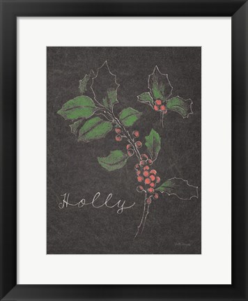 Framed Chalkboard Christmas Greenery II Print