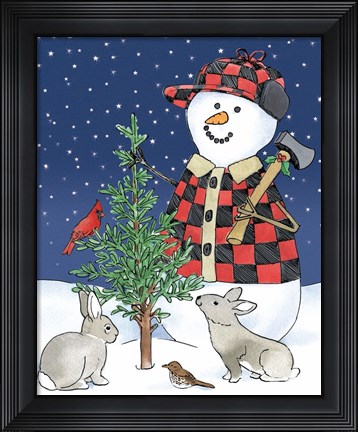 Framed Lodge Snowmen IV Print