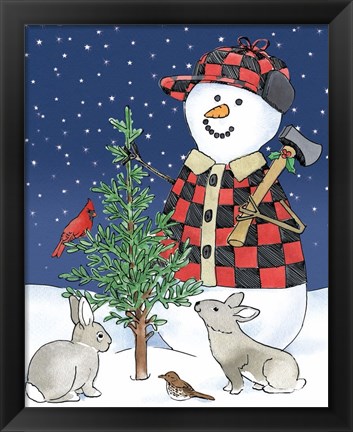 Framed Lodge Snowmen IV Print