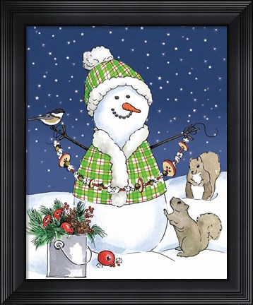 Framed Lodge Snowmen I Print