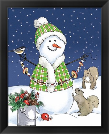Framed Lodge Snowmen I Print