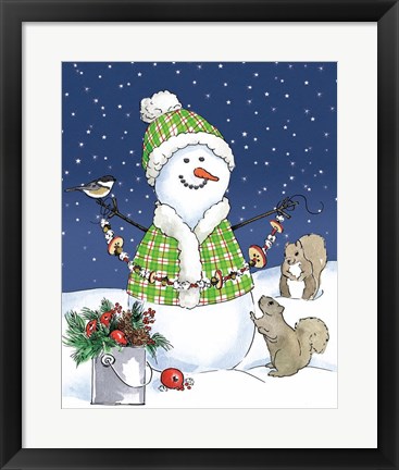 Framed Lodge Snowmen I Print