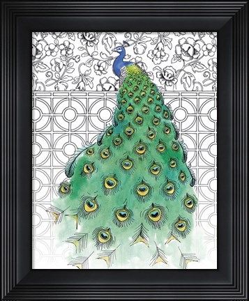 Framed Garden Peacocks II Print