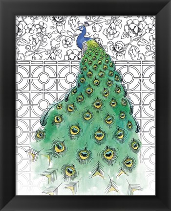 Framed Garden Peacocks II Print