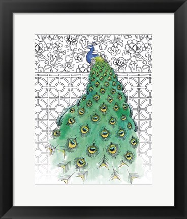 Framed Garden Peacocks II Print