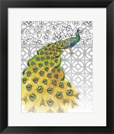 Framed Garden Peacocks I Print