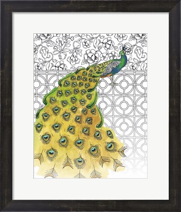 Framed Garden Peacocks I Print
