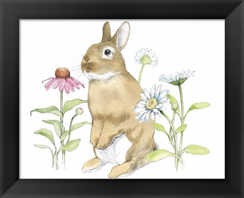 Framed Wildflower Bunnies IV Crop Print