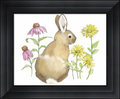 Framed Wildflower Bunnies I Print
