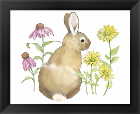 Framed Wildflower Bunnies I Print