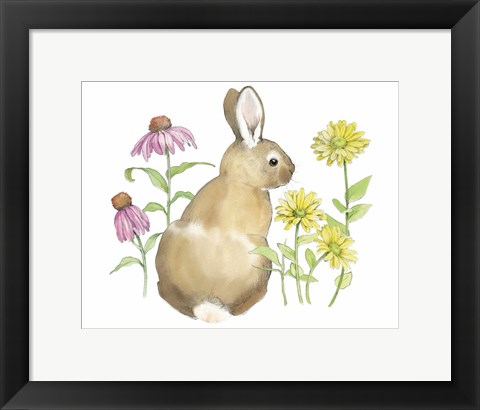 Framed Wildflower Bunnies I Print