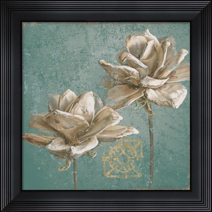 Framed Seed Pod II no Words Turquoise Print