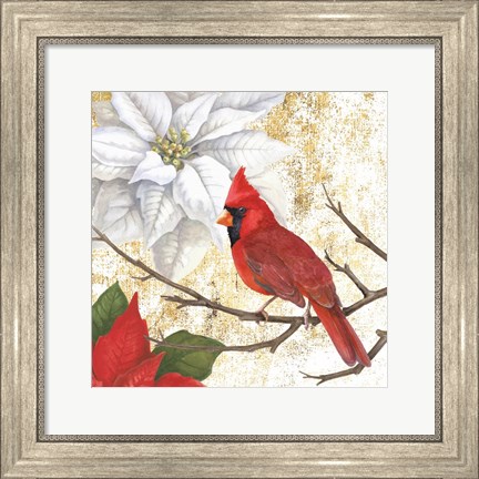 Framed Winter Birds Cardinal Print