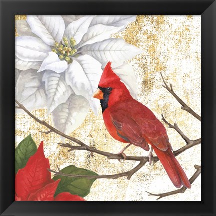 Framed Winter Birds Cardinal Print