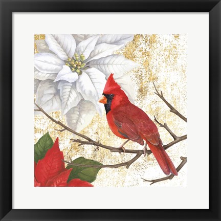 Framed Winter Birds Cardinal Print