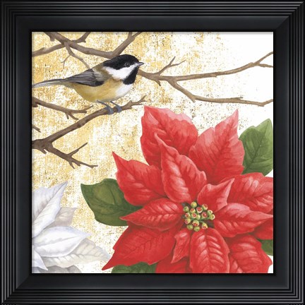 Framed Winter Birds Chicadee Collage Print