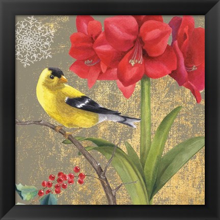 Framed Winter Birds Goldfinch Collage Print