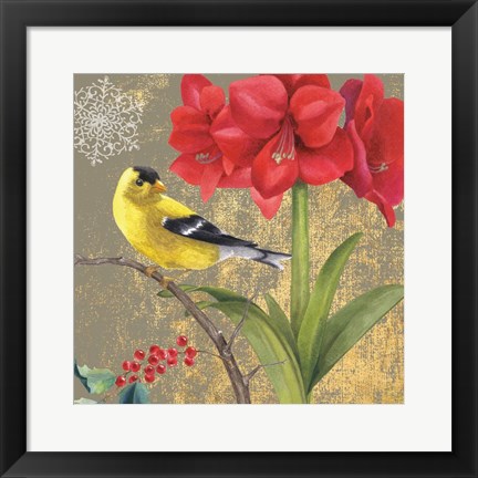 Framed Winter Birds Goldfinch Collage Print