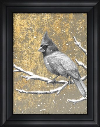 Framed Winter Birds Cardinal Neutral Print