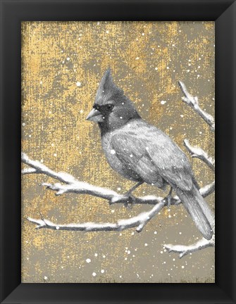 Framed Winter Birds Cardinal Neutral Print