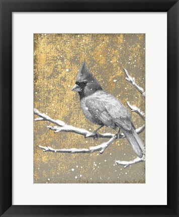 Framed Winter Birds Cardinal Neutral Print