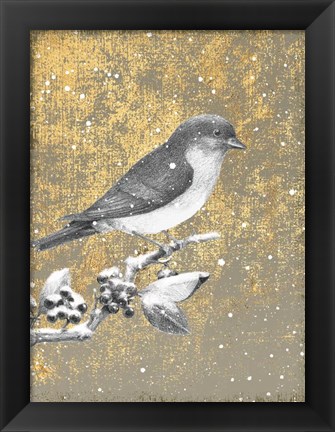 Framed Winter Birds Bluebird Neutral Print