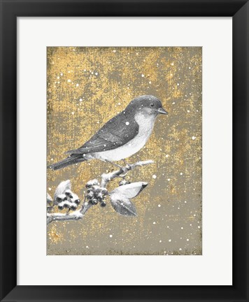 Framed Winter Birds Bluebird Neutral Print