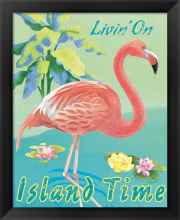 Framed Island Time Flamingo II Print