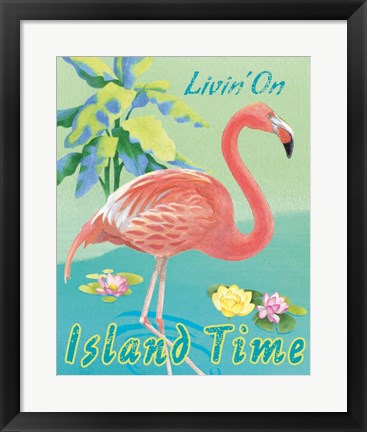 Framed Island Time Flamingo II Print