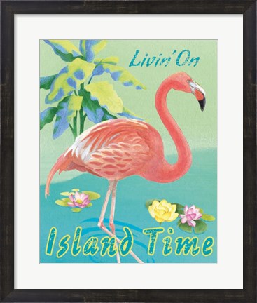Framed Island Time Flamingo II Print