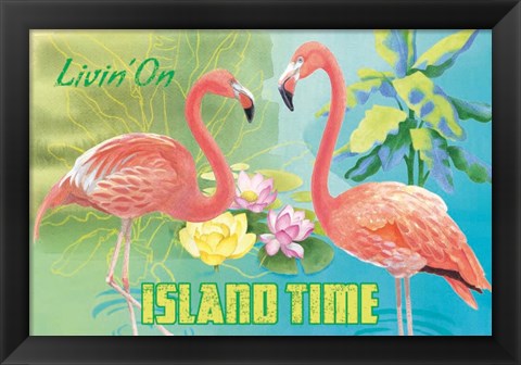 Framed Island Time Flamingo I Bright Print