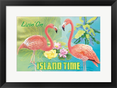 Framed Island Time Flamingo I Bright Print