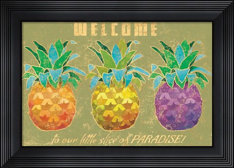 Framed Island Time Pineapples Welcome Print