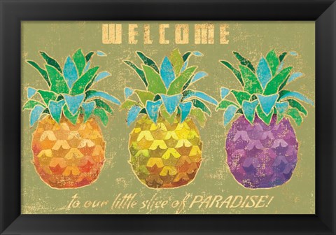 Framed Island Time Pineapples Welcome Print