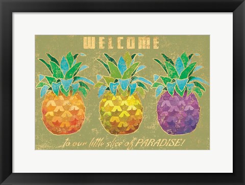 Framed Island Time Pineapples Welcome Print