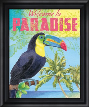 Framed Island Time Tucan II Bright Print