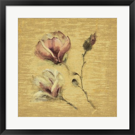 Framed Magnolia Blossom on Gold Print