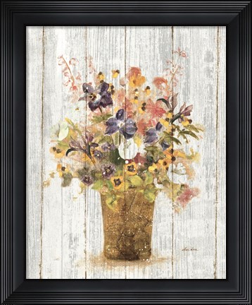 Framed Wild Flowers in Vase II on Barn Board Print