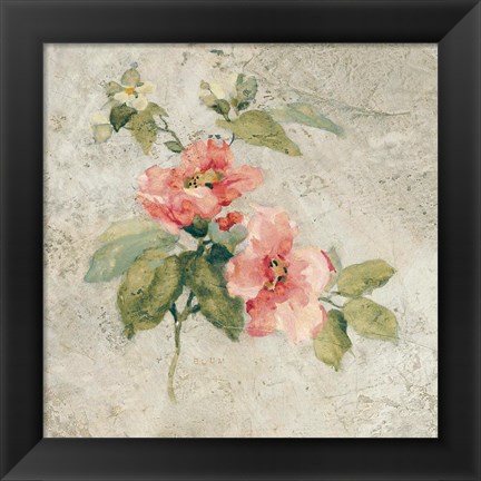 Framed Provence Rose I Red and Neutral Print