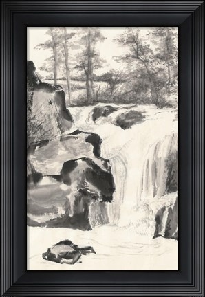 Framed Sumi Waterfall I Print