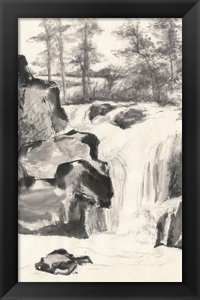 Framed Sumi Waterfall I Print