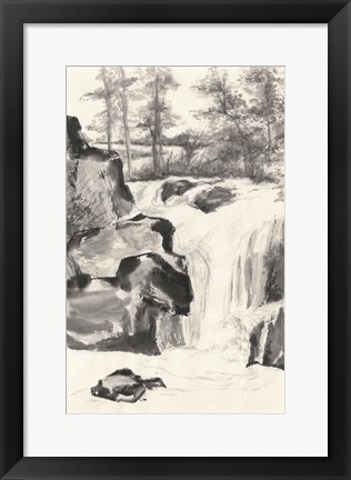 Framed Sumi Waterfall I Print