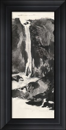 Framed Sumi Waterfall View I Print
