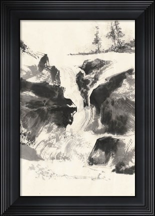 Framed Sumi Waterfall V Print